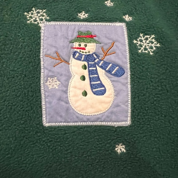 Green Vintage Holiday Fleece Zip Up Jacket Size M - Picture 5 of 5